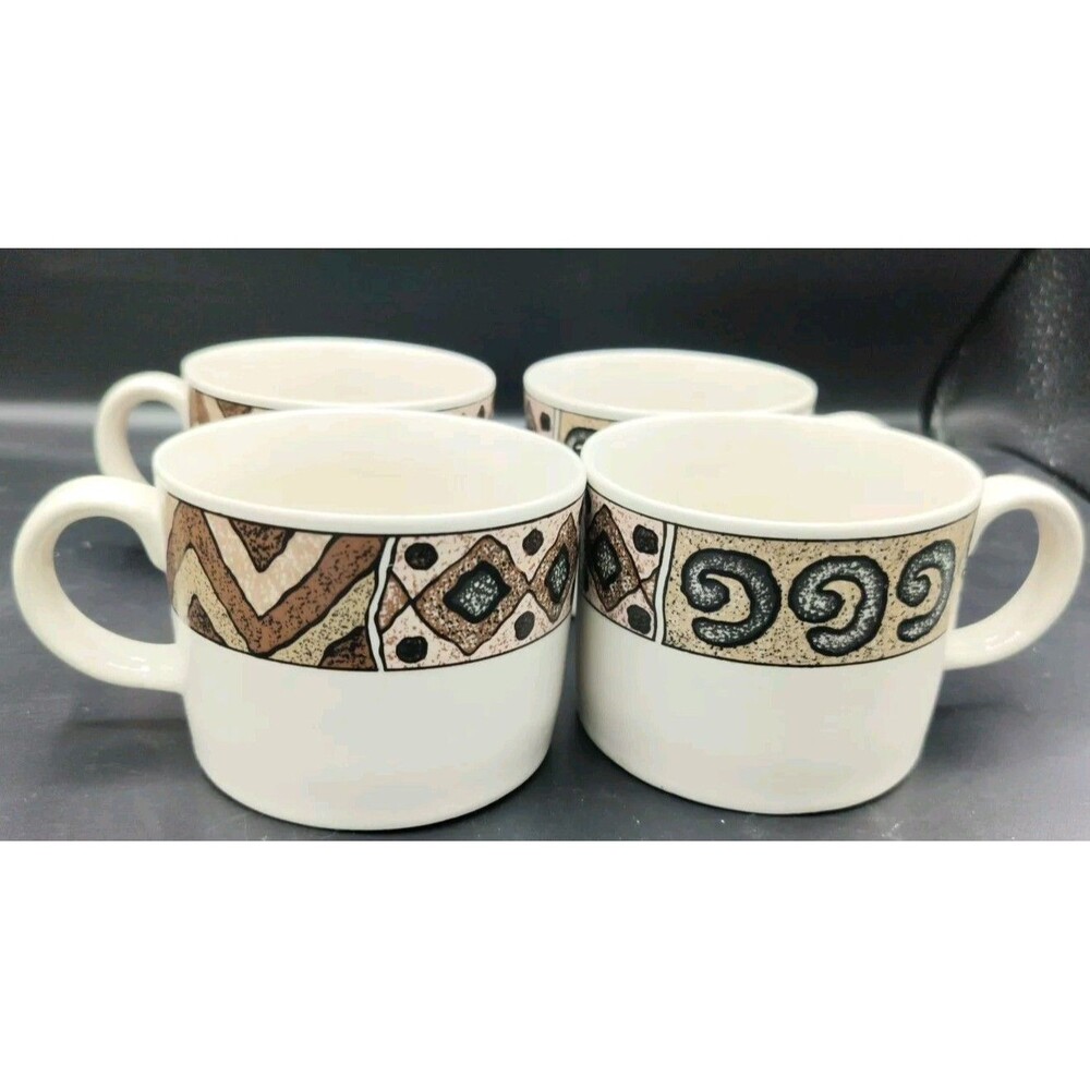 Used 1995 Majesticware by Sakura Crete Stoneware Coffee Mugs set of 4